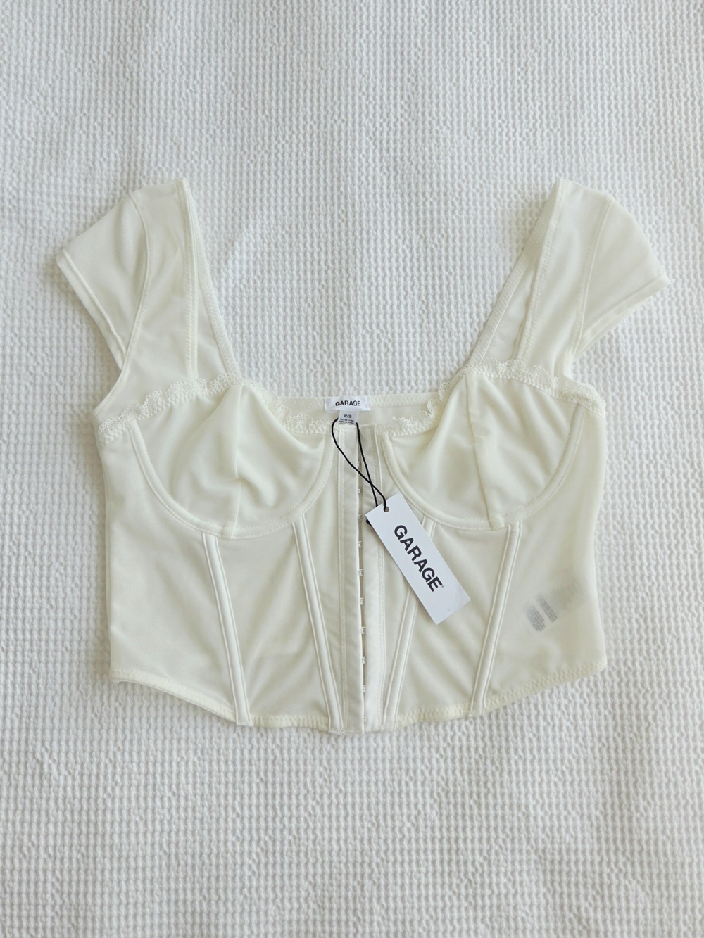 NEW! Garage Ivory Corset-Style Crop Top